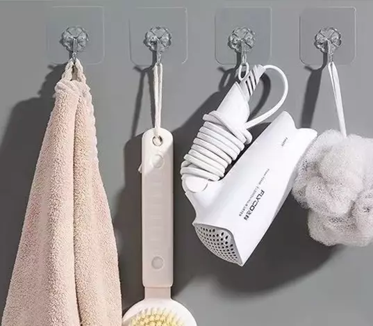 الهوك الشفاف بديل المسامير اللاصق باكت 10 قطع ( برأس معدن ) - الصورة 4